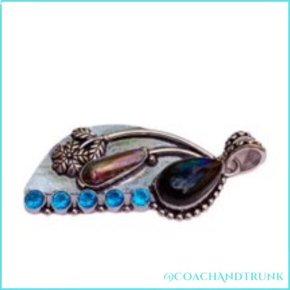 ARTISIAN Silver Black Pearl, Black Onyx and Blue Topaz 925 Chain Included - Picture 5 of 9